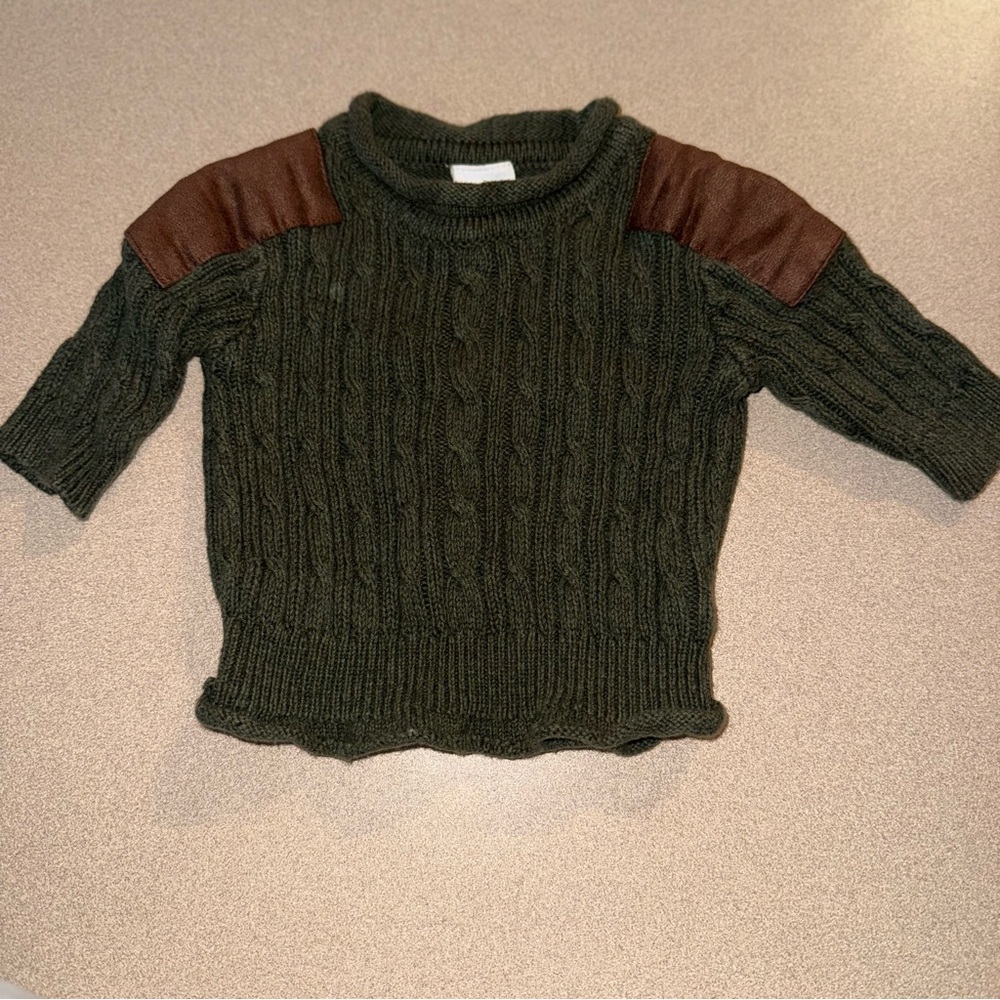 Starting out boys size 3 months green sweater brown patches
